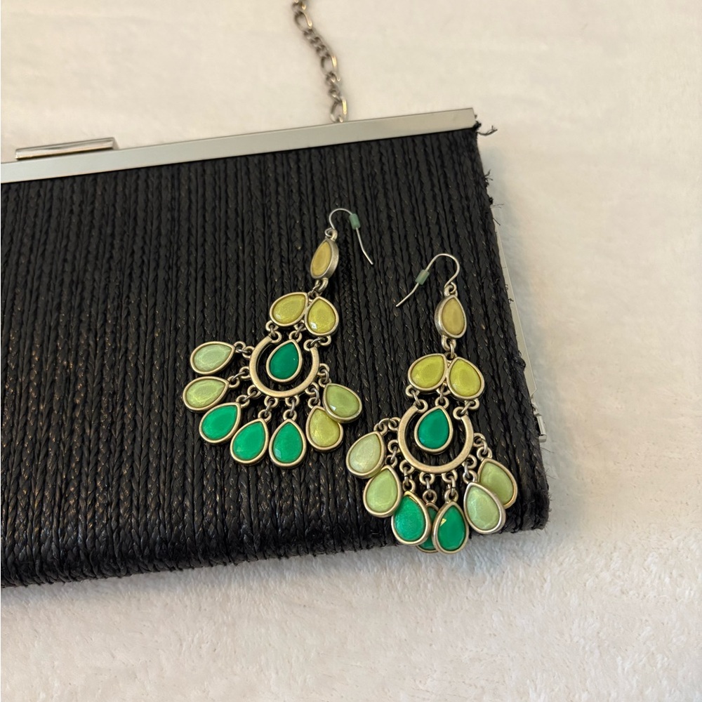 Beautiful Green and Yellow Chandelier Earrings